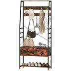 6-in-1 Industrial-Style Hallway Organiser - Brown/Black