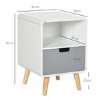 Nachttisch, skandinavisches Design, gro?e Schublade, wasserfeste Lackierung, 40 x 38 x 58 cm, Wei?