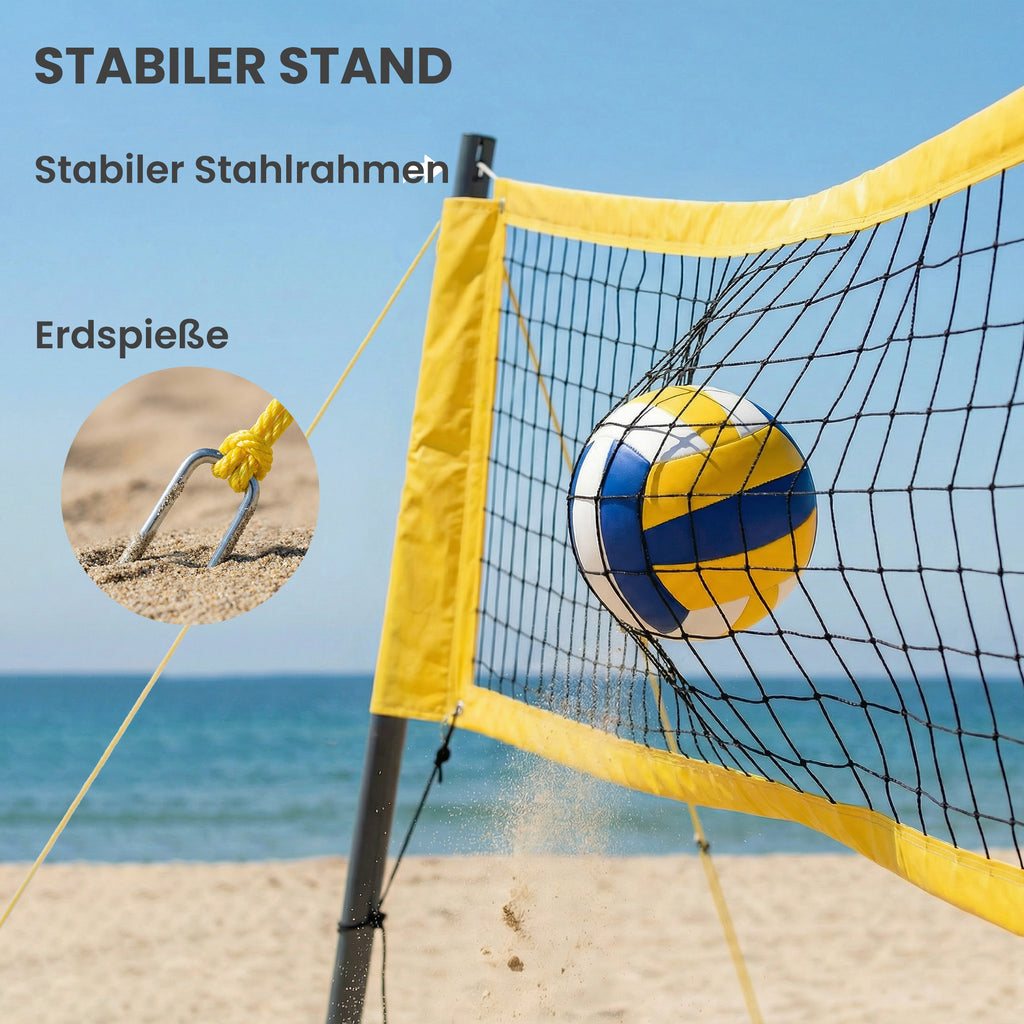 Volleyballnetz Set mit höhenverstellbaren Stahlpfosten, Tragbar