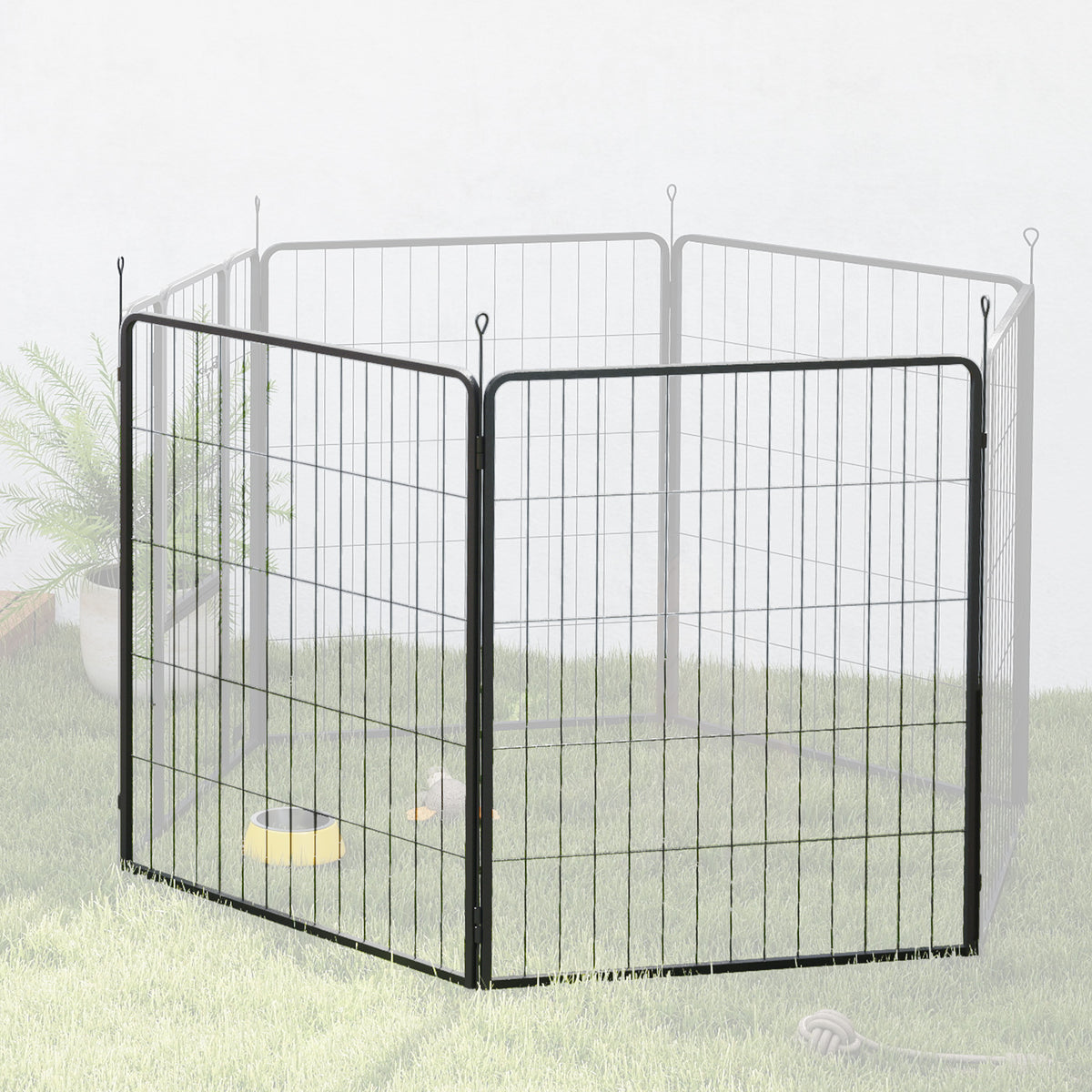 2er-Set Erweiterung für Welpengehege, Hundezaun-Paneele, Haustierspielplatz, Welpenzaun aus Stahl, Grau