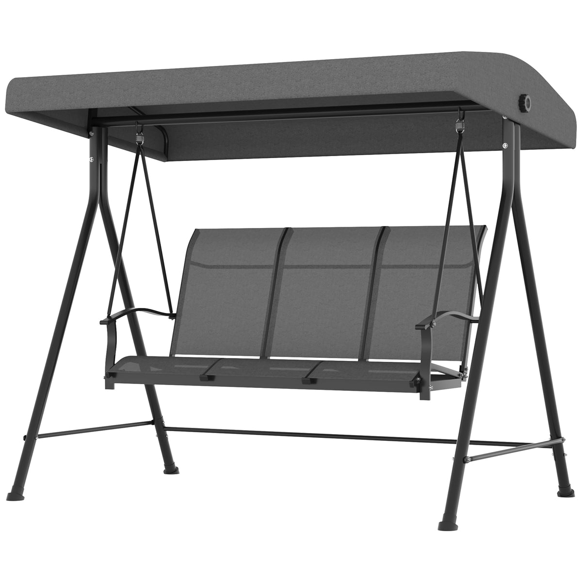Hollywoodschaukel, für 3 Personen, verstellbares Sonnendach, bis 240 kg, dunkelgrau, 200 x 133 x 176 cm