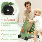 Lauflernwagen Holz Montessori Lauflernhilfe Xylophon Grün