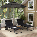 Set of Two Reclining Sun Loungers - Black