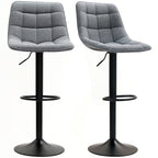 Moderner Barhocker, 2er-Set drehbare Barstühle mit Rückenlehne, höhenverstellbar, mit Fußstütze, gepolstert, Dunkelgrau