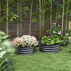 Set of 2 Raised Garden Bed, Metal Planter Box with Safety Edging, Easy-to-assemble Stock Tank, Dark Grey