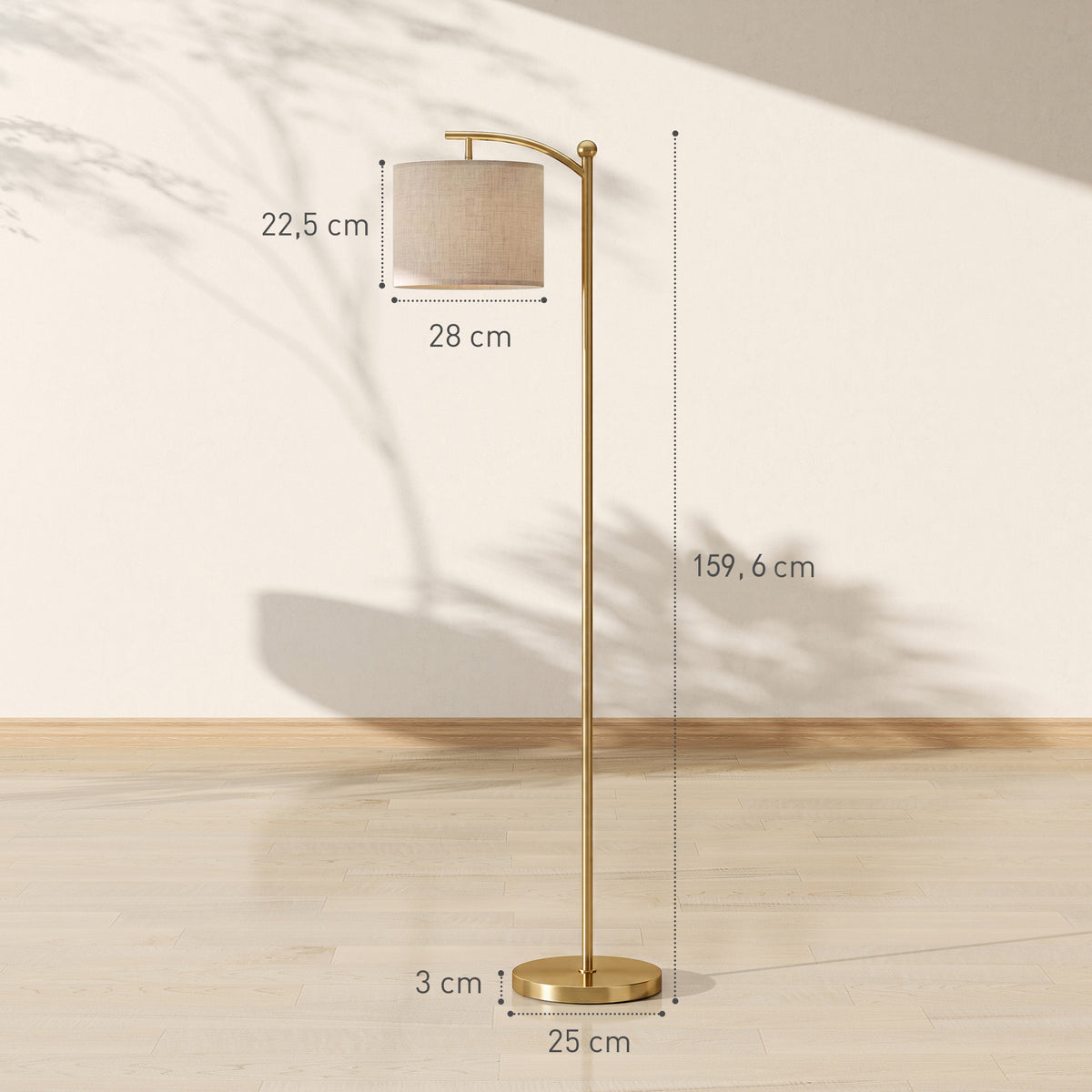 LED Stehlampe Stufenlos Dimmbar mit Fußschalter Timer Gold