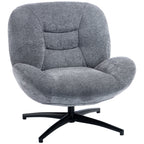 Sessel Wohnzimmer Drehbar Loungesessel mit Breiter Sitzfläche, Integrierter Armlehne, Chenille-Optik, Dunkelgrau