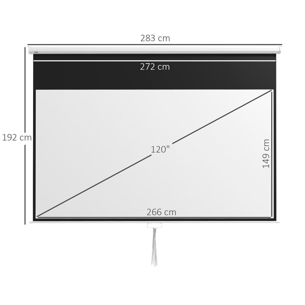 Projektorleinwand, 120 Zoll, 16:9 Format, Wand- oder Deckenmontage, Wei?