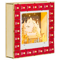 LED Adventskalender mit Dorfszene, 24 große Schubladen, MDF, 34 x 7 x 34 cm, Rot