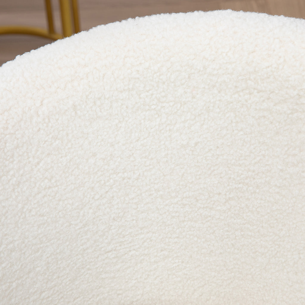 Schreibtischstuhl Höhenverstellbar mit Teddy-Fleece-Optik Weiß