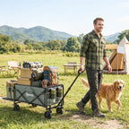 Gartenwagen 90 kg belastbar, klappbar Transportwagen mit herausnehmbare Plane, Griff, R?dern 72 Liter Gr¨¹n