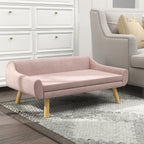 Haustiersofa Hundesofa, Skandidesign, abnehmbares Polster, Samtoptik, 102 cm x 58,5 cm x 42,5 cm, Rosa + Natur