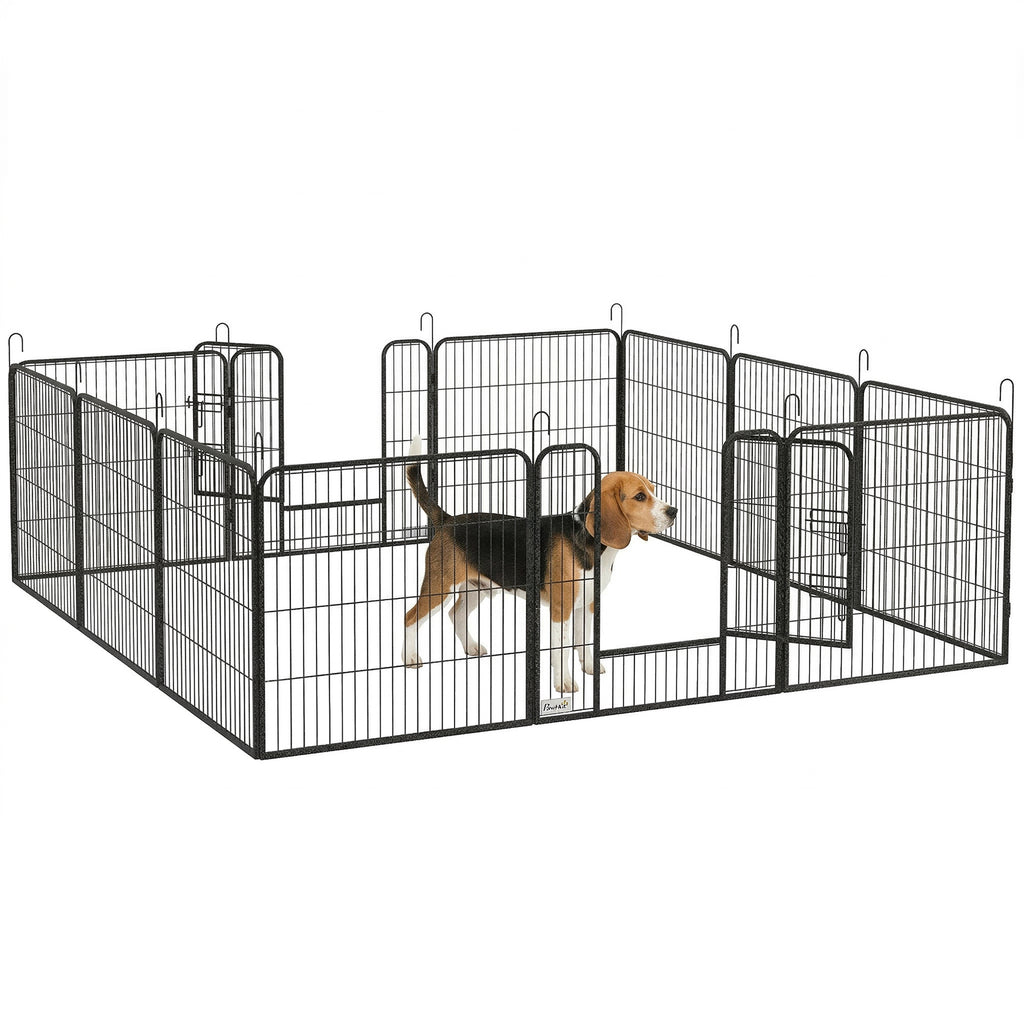 12 Panels Heavy Duty Puppy Playpen, for Small Dogs, Indoor and Outdoor Use - Silver