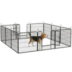 12 Panels Heavy Duty Puppy Playpen, for Small Dogs, Indoor and Outdoor Use - Silver