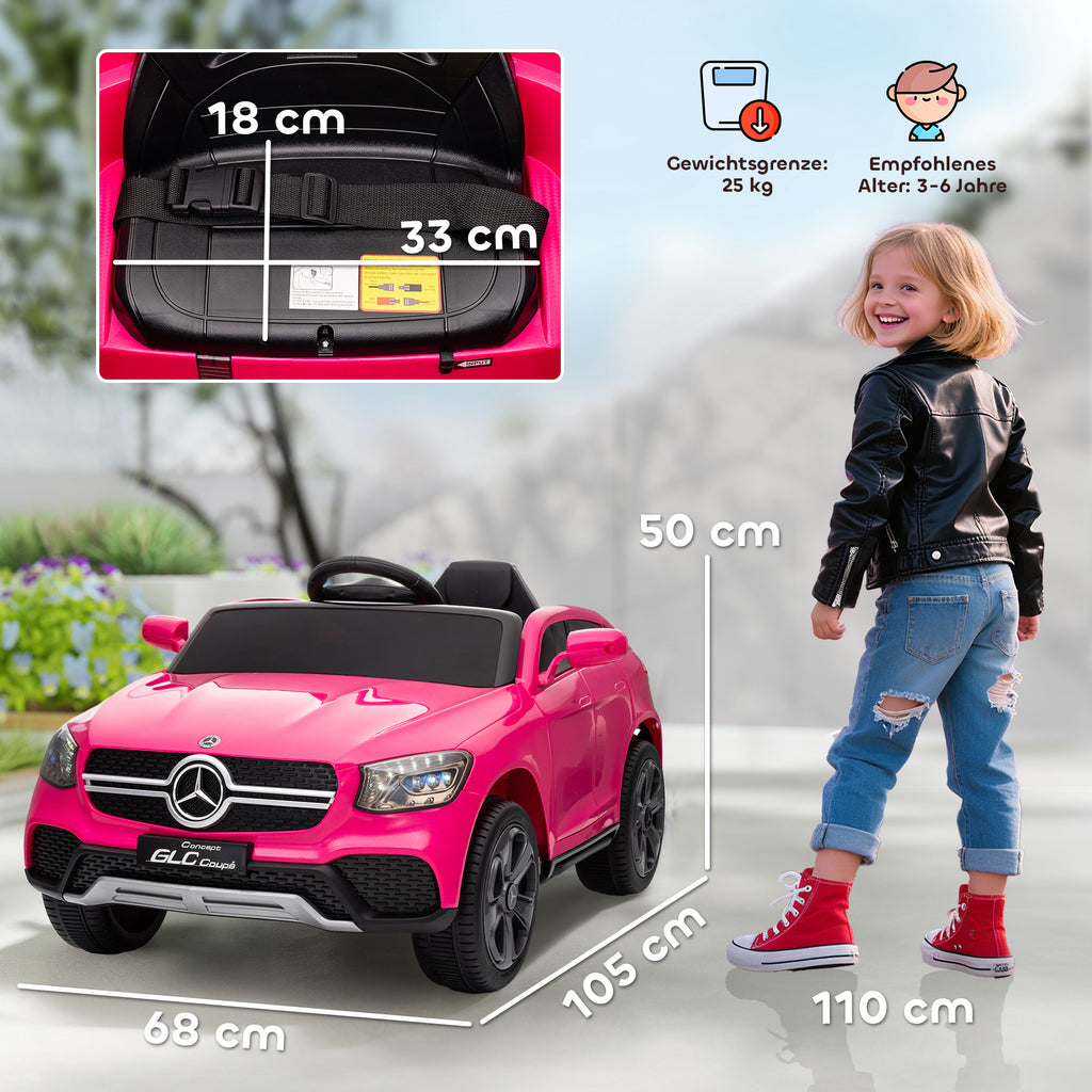 Elektroauto f¨¹r Kinder, 12V Kinderauto mit Fernbedienung, LED-Lichter, Musik, 3 Geschwindigkeiten, 3-6 Jahre, Rosa