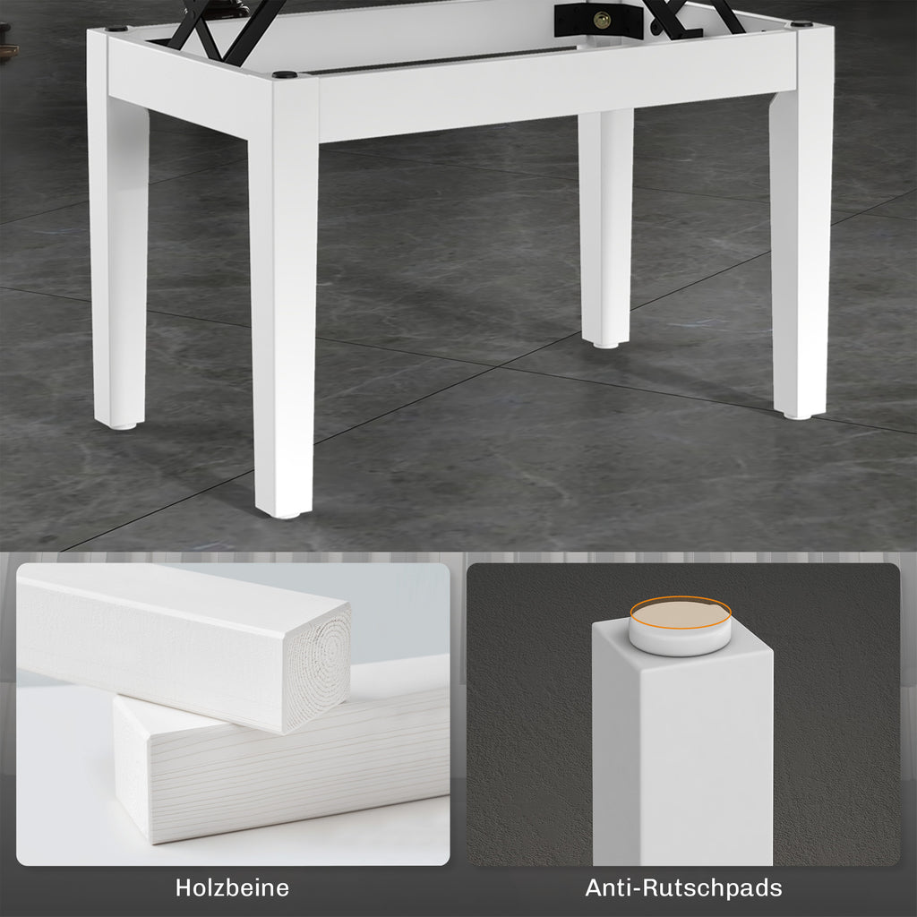 Klavierbank Höhenverstellbar mit Stauraum 54,5x33x48-58cm Weiß