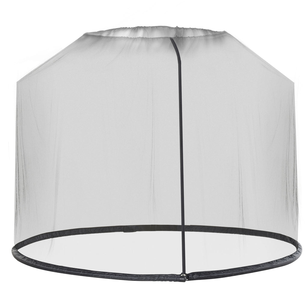 Outdoor Garden Umbrella Table Screen, 2.3 m Parasol Bug Mosquito Net Cover with Zipped Door, Patio Mosquito Netting Cover with Water Fillable Tube at Base, Black