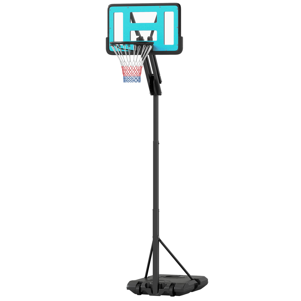 Fully Adjustable Basketball Hoop Outdoor, 146-236cm Basketball Hoop and Stand with Weighted Base and Shatterproof Backboard, Portable on Wheels for Junior, Adults