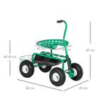 Rollsitz 360 ° drehbar höhenverstellbar Gartenwagen mit Ablagefläche Rollen Griff mobiler Gartensitz drehbar Arbeitssitz Gartenhocker bis 150 kg Metall Gartenrollsitz für Gartenarbeit Grün