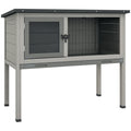 Wooden Guinea Pig Hutch, Small Animal Cage with Slide-out Tray, Openable Asphalt Roof, 84 x 43 x 70cm, Grey