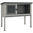 Wooden Guinea Pig Hutch, Small Animal Cage with Slide-out Tray, Openable Asphalt Roof, 84 x 43 x 70cm, Grey