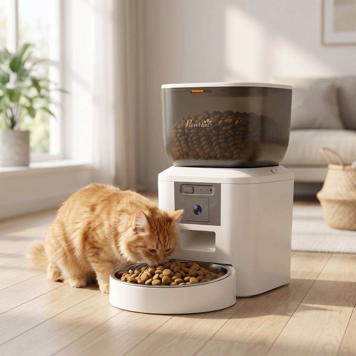 Futterautomat Katze mit Kamera, 2,4 GHz WLAN, App-Steuerung, 4L Futterautomat für 1–10 Mahlzeiten, 2-Wege-Audio