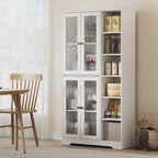 K¨¹chenschrank mit Glast¨¹ren, Regale, offene Ablagen, 172 cm gro?, MDF, Wei?
