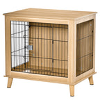 Transportbox aus Holz, Hundebox 81 cm x 58,5 cm x 76 cm Eiche Stahl Braun + Schwarz