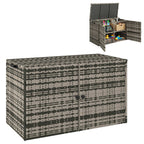 Rattan Auflagenbox 350L 2-Ebenne Kissenbox mit Deckel Hebestangen Tragegriffe 118 x 57 x 69 cm Mischgrau