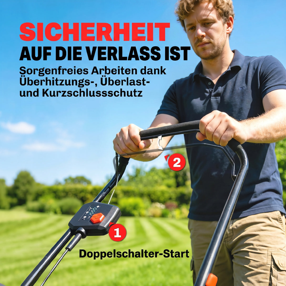 Elektro Rasenmäher 800 W 40 cm Schnittbreite mit 45L Fangkorb