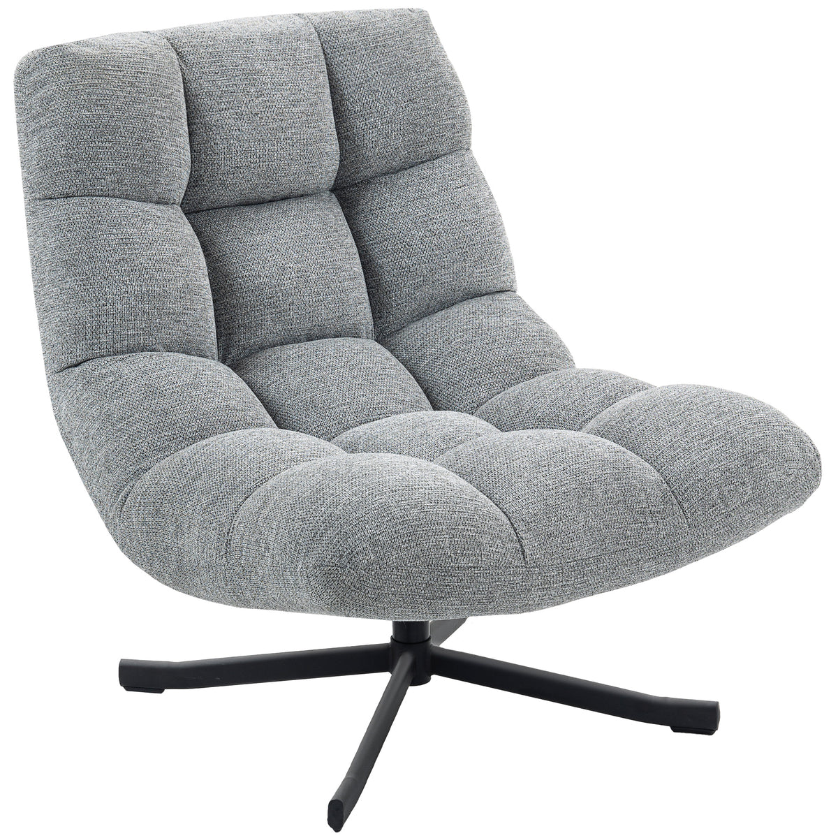 Sessel Drehbar Loungesessel mit Breiter Sitzfläche, wasserabweisend Chenille-Optik, gekreuzt Stahlbeine, Grau