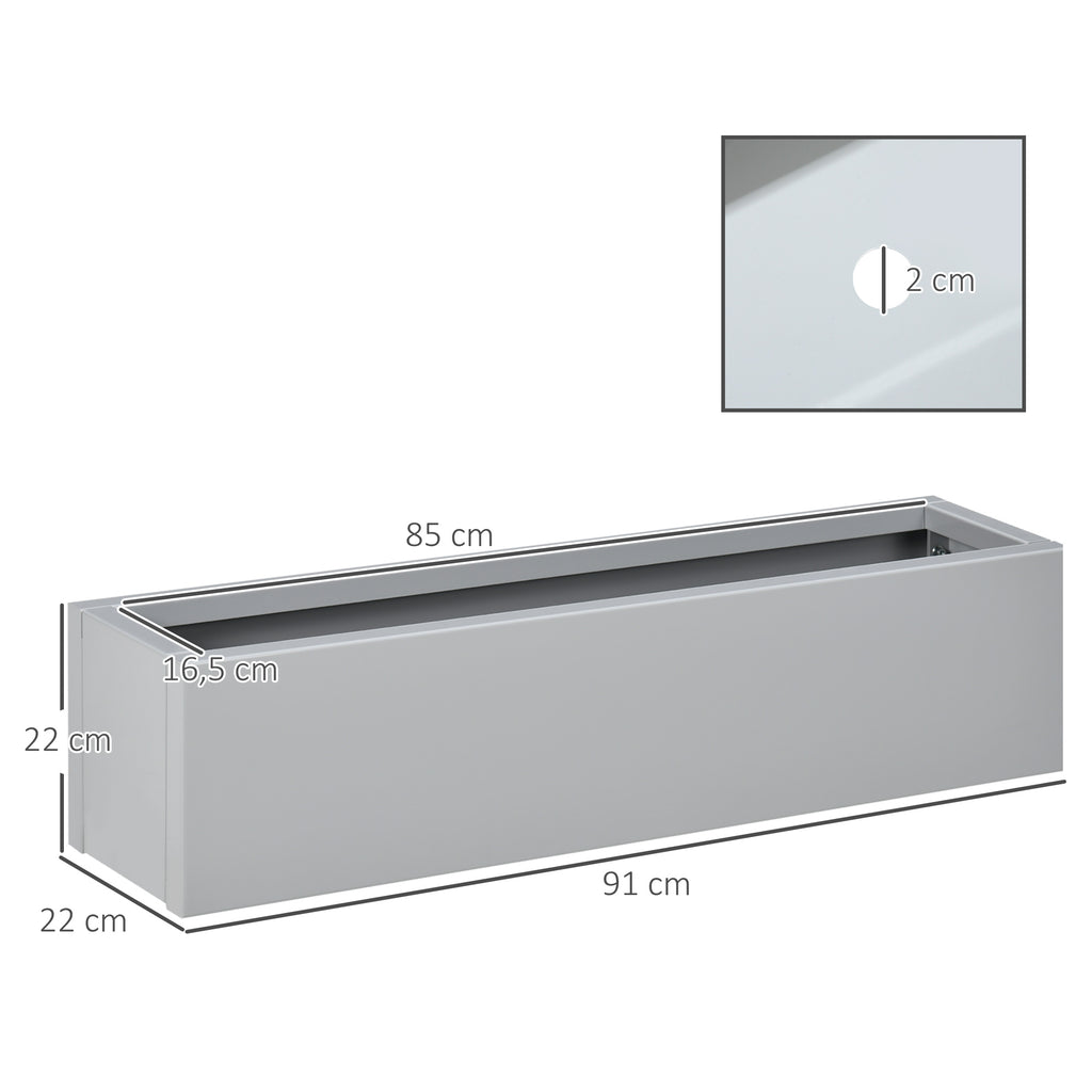 Pflanzk¨¹bel, lackierter Stahl, wetterbest?ndig, 91 cm x 22 cm x 22 cm, Grau