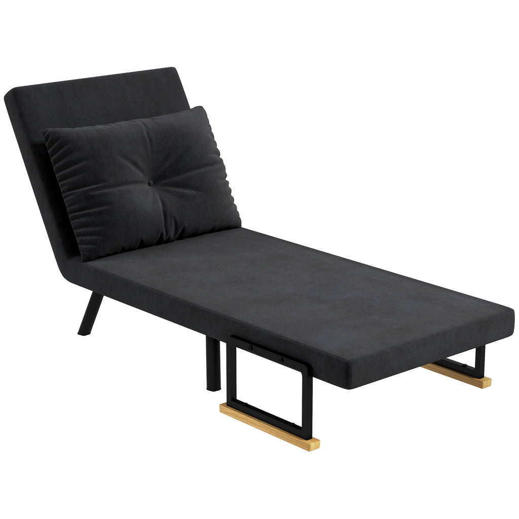 Relaxsessel im Skandidesign, Liegesessel, Lesesessel. ink. Kissen mit Knopfhefung, Schwarz