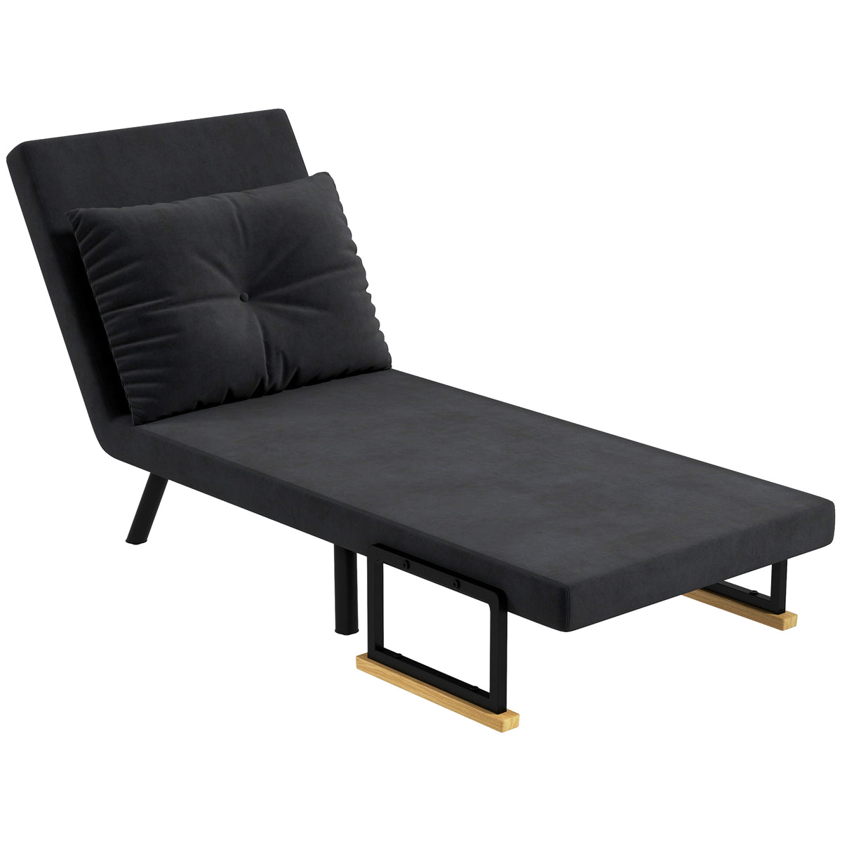 Relaxsessel im Skandidesign, Liegesessel, Lesesessel. ink. Kissen mit Knopfhefung, Schwarz
