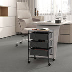 Beistellwagen mit R?dern, 3 K?rbe f¨¹r Transport und Aufbewahrung, K¨¹chenwagen, 40,8L x 33,5B x 60,5H cm, Schwarz