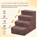 Hundetreppe 4-Stufig Abnehmbarer Bezug Für Kleine Hunde 44 cm Braun