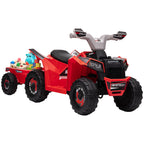 Elektro-Kinderquad mit Anh?nger, 2,5 km/h, 50 Minuten Fahrtzeit, f¨¹r 1,5 bis 3 Jahre, bis 25 kg, Rot