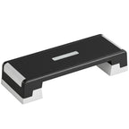 Steppbrett höhenverstellbar Fitness Aerobic Stepper mit 3 Stufen (15/20/25 cm), Anti-Rutsch-Matte Schwarz+Grau