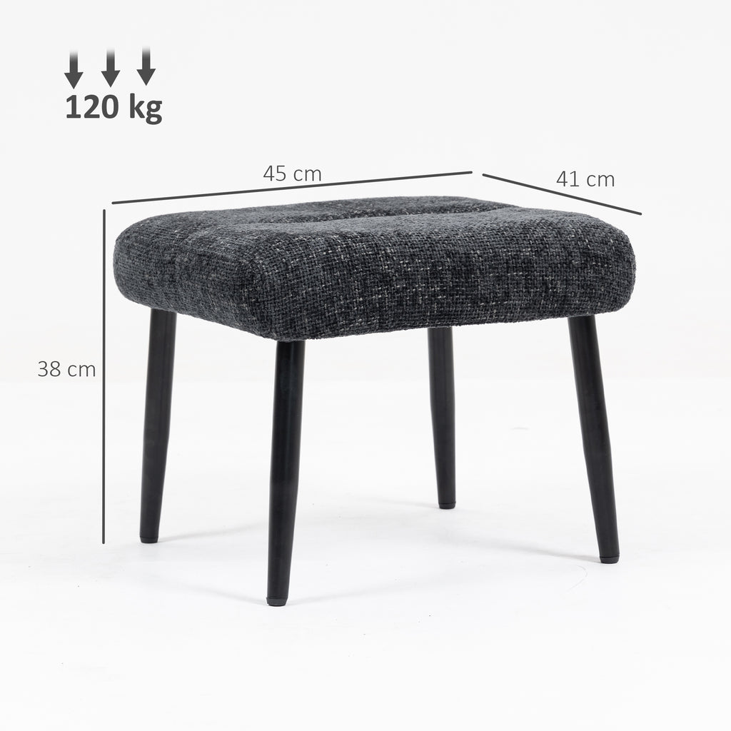 Sitzhocker Hocker mit weichem Sitzkissen Stahlbeinen Fu?hocker mit Chenille-Stoff, 45 x 41 x 38 cm, Dunkelgrau