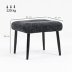 Sitzhocker Hocker mit weichem Sitzkissen Stahlbeinen Fu?hocker mit Chenille-Stoff, 45 x 41 x 38 cm, Dunkelgrau