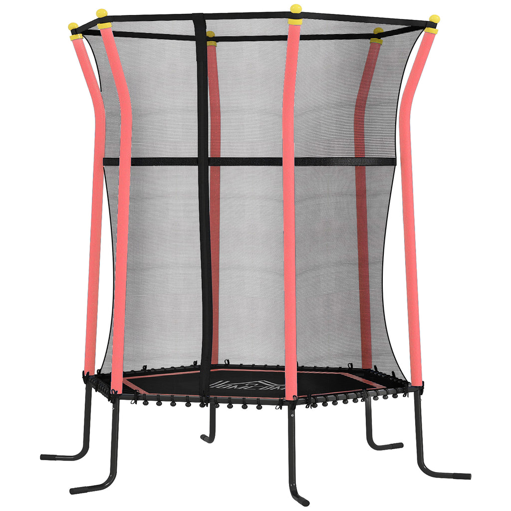 Kids Trampoline Mini Bouncer with Enclosure Safety Net For Ages 3-10 Years - Red