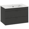 Waschbeckenunterschrank H?ngender Unterschrank mit Keramikwaschbecken Soft-Close-Schubladen Schwarz