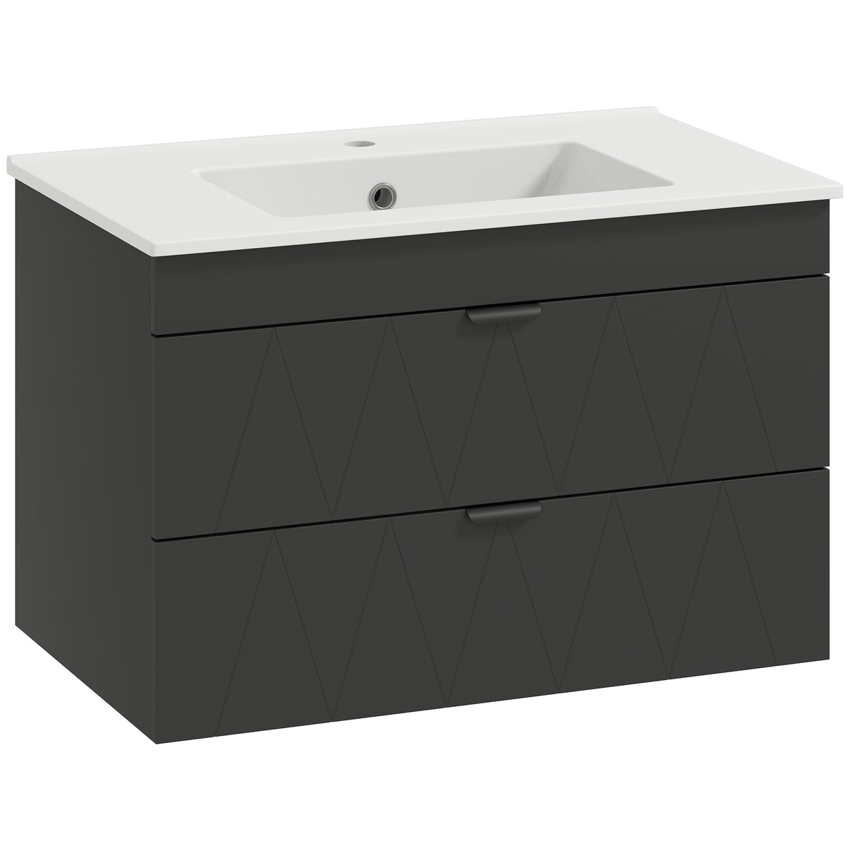 Waschbeckenunterschrank H?ngender Unterschrank mit Keramikwaschbecken Soft-Close-Schubladen Schwarz