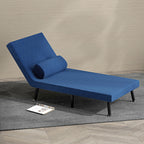 Klappsessel mit Bettfunktion, klappbarer Relaxsessel in Leinenoptik, Verstellbare R¨¹ckenlehne, 75x70x75 cm, Dunkelblau