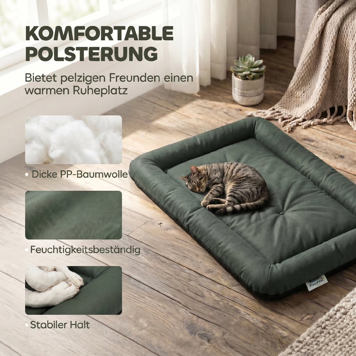 Waterproof Dog Bed, Foldable Pet Bed with Anti-Slip Bottom, Machine Washable for Medium and Large Dogs, 110 x 68 x 6 cm