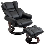 Relaxsessel mit Hocker, Liegefunktion, drehbar, bis 160 kg, Kunstleder, Metallrahmen, schwarz, 80 x 79 x 100 cm