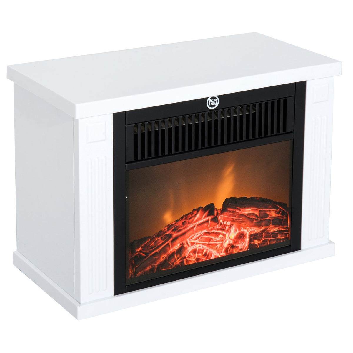 Elektrokamin mit Heizung, elektrischer Kamin mit LED Flammeneffekt, 600/1200W Dekokamin, elektrisch Kaminfeuer Kaminofen, Weiß