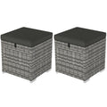 2er Set Rattan Hocker Sitzhocker mit Rattanoptik Stauraum Kissen Deckel 120 kg belastbar 40x40x41cm Dunkelgrau