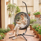 Hanging Egg Chair Stand Only, Hammock Chair C-Stand with Hanging Chain, Black