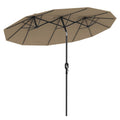 Sonnenschirm, Gartenschirm, neigbar, mit Handkurbel, Winddach, Polyester+Stahl, khaki,295 x 152 cm